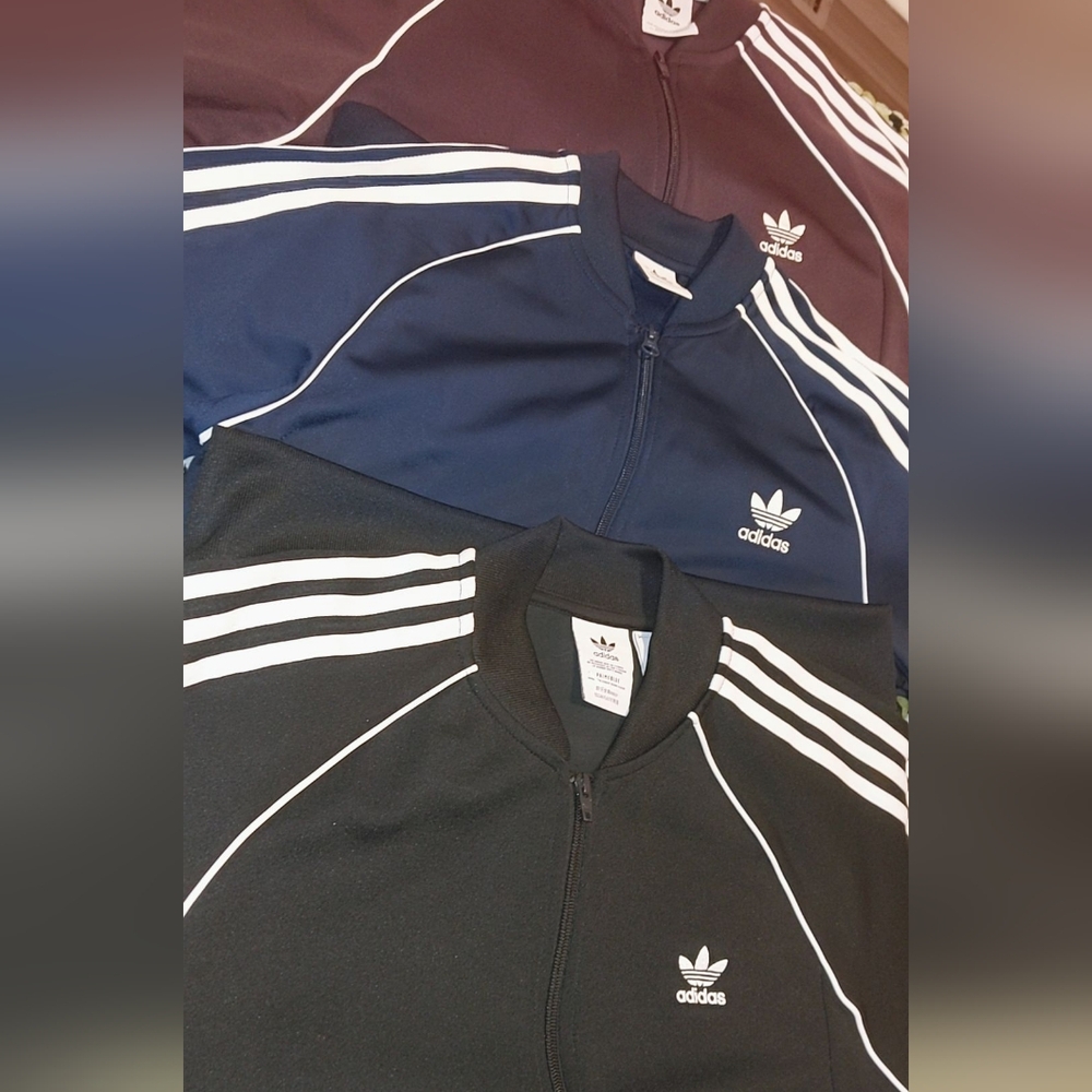 The BRAND W The 3 Stripes *Adidas* Track JACKETS - Black, Blue, Burgundy